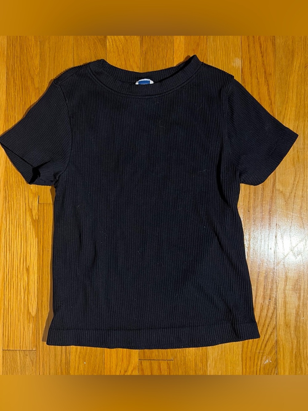 Old Navy Black Ribbed Short Sleeve Kids Tee
